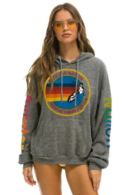 AVIATOR NATION MANHATTAN BEACH RELAXED PULLOVER HOODIE - HEATHER GREY