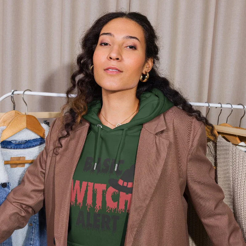 Women's crew - neck sweatshirt in a heather gray shade for a classic and versatile optionBasic Witch Alert Halloween Graphic Women Eco Raglan Hoodie