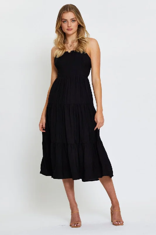 Off - the - Shoulder Women Dress for a Romantic and Feminine LookBlack Midi Dress Sleeveless Off - the - Shoulder Women Dress for a Romantic and Feminine LookBlack Midi Dress Sleeveless