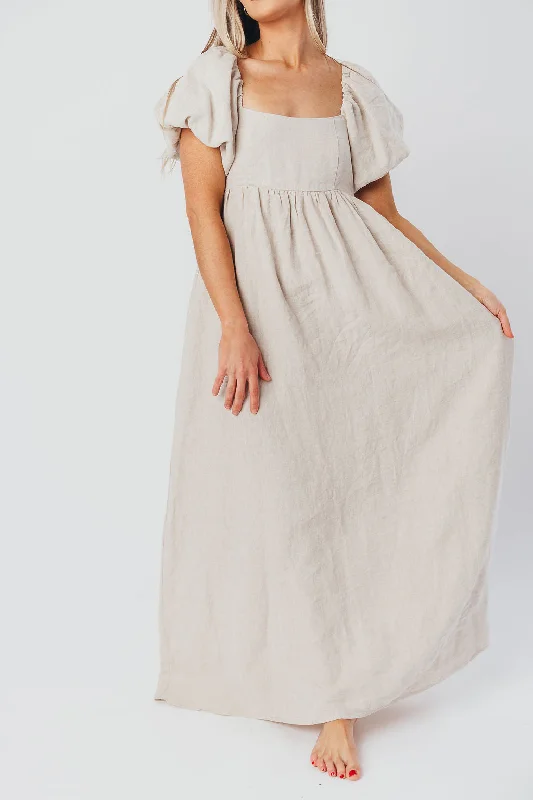 Long - Sleeve Women Dress in Velvet for a Luxurious Winter LookCandace Maxi Dress in Natural - 100% Linen - Bump Friendly Long - Sleeve Women Dress in Velvet for a Luxurious Winter LookCandace Maxi Dress in Natural - 100% Linen - Bump Friendly