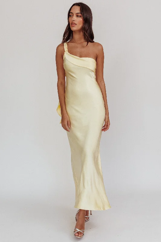 Carmel One-Shoulder Sash Maxi Dress Butter