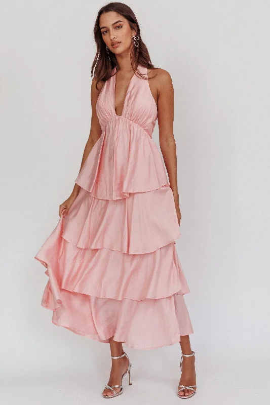 Long - Sleeve Women Dress in Velvet for a Luxurious Winter LookCatalina Tiered Ruffle Maxi Dress Dusty Rose Long - Sleeve Women Dress in Velvet for a Luxurious Winter LookCatalina Tiered Ruffle Maxi Dress Dusty Rose