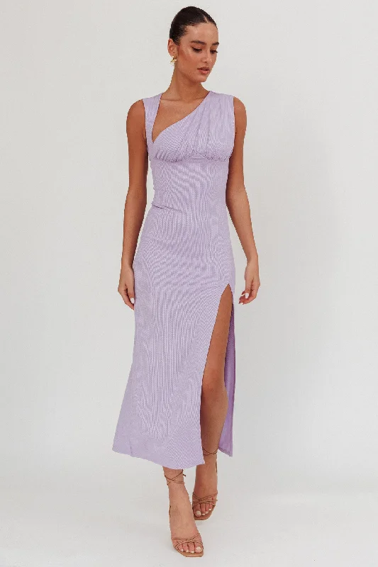 Lace - Embellished Women Dress for an Elegant and Sophisticated AppearanceDaleela Asymmetric Neckline Maxi Dress Lilac Lace - Embellished Women Dress for an Elegant and Sophisticated AppearanceDaleela Asymmetric Neckline Maxi Dress Lilac