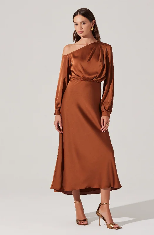Empire Waist Women Dress to Accentuate the Bust and Conceal the WaistElwood Satin Off Shoulder Dress Empire Waist Women Dress to Accentuate the Bust and Conceal the WaistElwood Satin Off Shoulder Dress