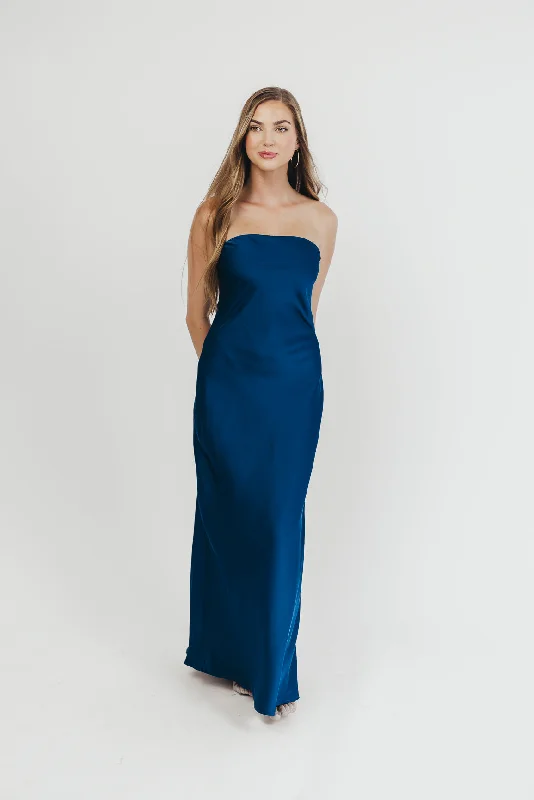 Going Out Strapless Maxi Dress in Peacock Blue