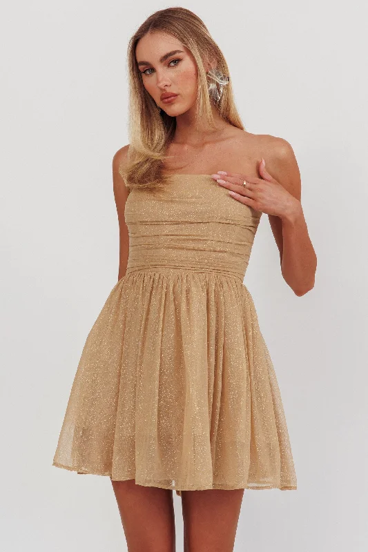 Mini Women Dress with a Short Hem for a Young and Trendy StyleGuilty Pleasure Strapless Glitter Mini Dress Gold Mini Women Dress with a Short Hem for a Young and Trendy StyleGuilty Pleasure Strapless Glitter Mini Dress Gold