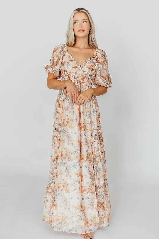 Mermaid - Style Women Dress with a Fitted Silhouette for Special OccasionsDaphne Maxi Dress in Beige Multi - Bump Friendly & Inclusive Sizing (S-3XL) Mermaid - Style Women Dress with a Fitted Silhouette for Special OccasionsDaphne Maxi Dress in Beige Multi - Bump Friendly & Inclusive Sizing (S-3XL)