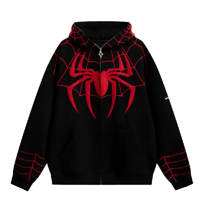 Women's hoodie with a detachable hood for customizable styling?High Street Spider Jacquard Hoodie Women's hoodie with a detachable hood for customizable styling?High Street Spider Jacquard Hoodie