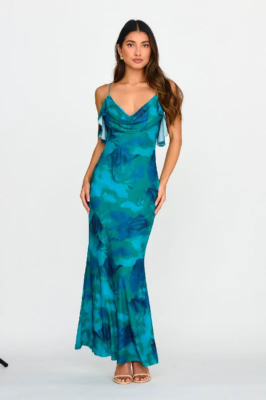 Mini Women Dress with a Short Hem for a Young and Trendy StyleJannie Draped Neckline Cami Dress Abstract Green Mini Women Dress with a Short Hem for a Young and Trendy StyleJannie Draped Neckline Cami Dress Abstract Green