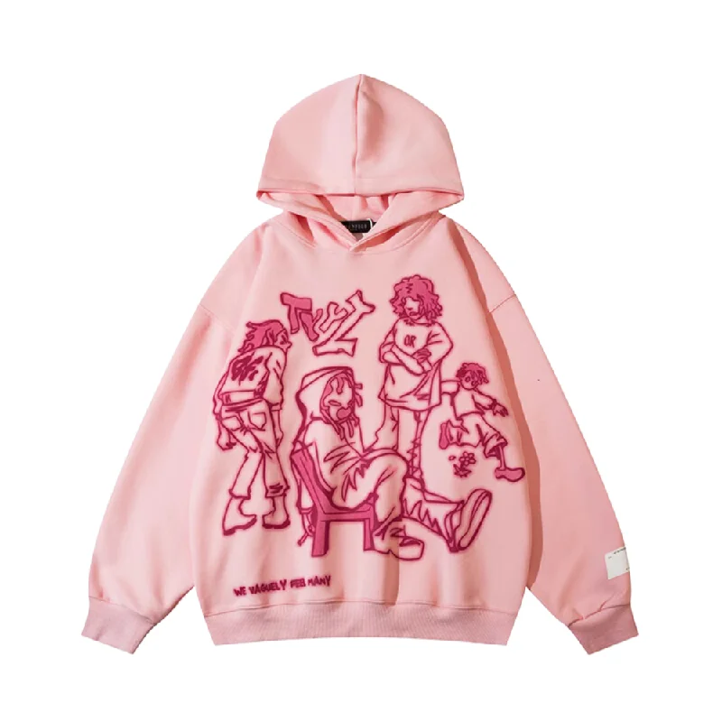 Women's graphic - printed sweatshirt featuring floral patterns for a feminine touchJapanese Cartoon Graffiti Cotton Hoodie Women's graphic - printed sweatshirt featuring floral patterns for a feminine touchJapanese Cartoon Graffiti Cotton Hoodie