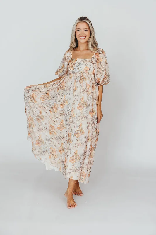 Sheath Women Dress with a Tailored Fit for a Professional Look*New* Mona Maxi Dress with Smocking in Beige Multi - Bump Friendly & Inclusive Sizing (S-3XL) Sheath Women Dress with a Tailored Fit for a Professional Look*New* Mona Maxi Dress with Smocking in Beige Multi - Bump Friendly & Inclusive Sizing (S-3XL)