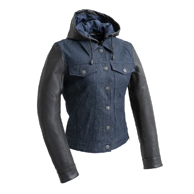 Women's cropped satin jackets in pastel shades for a glamorous evening outJUDITH Motorcycle Denim/Leather Jacket Women's cropped satin jackets in pastel shades for a glamorous evening outJUDITH Motorcycle Denim/Leather Jacket