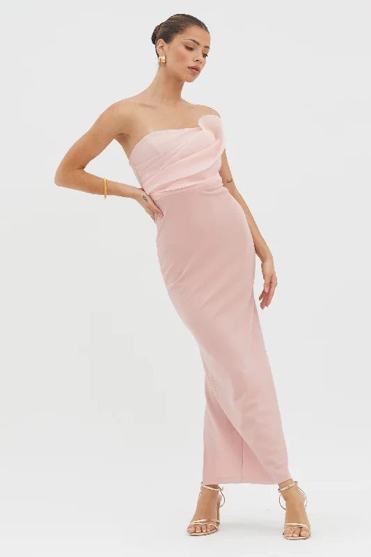 Little Black Women Dress with Sequins for a Glamorous Night OutKaraline Strapless Bust Accent Maxi Dress Blush Little Black Women Dress with Sequins for a Glamorous Night OutKaraline Strapless Bust Accent Maxi Dress Blush