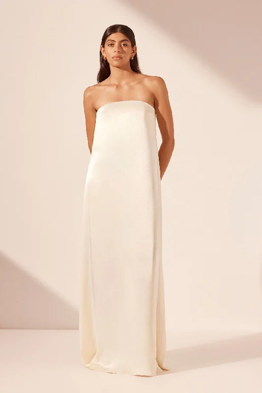 Mini Women Dress with a Short Hem for a Young and Trendy StyleLA LUNE STRAPLESS COLUMN MAXI DRESS - CREAM Mini Women Dress with a Short Hem for a Young and Trendy StyleLA LUNE STRAPLESS COLUMN MAXI DRESS - CREAM