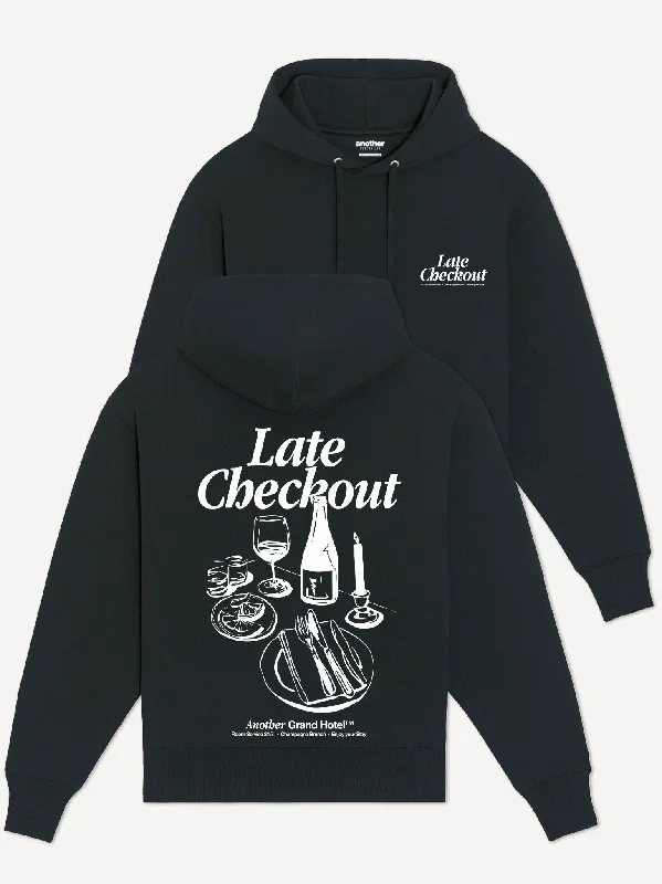 Women's hoodie with a kangaroo pocket and a pom - pom drawstring for added charmLate Checkout Organic Hoodie Women's hoodie with a kangaroo pocket and a pom - pom drawstring for added charmLate Checkout Organic Hoodie