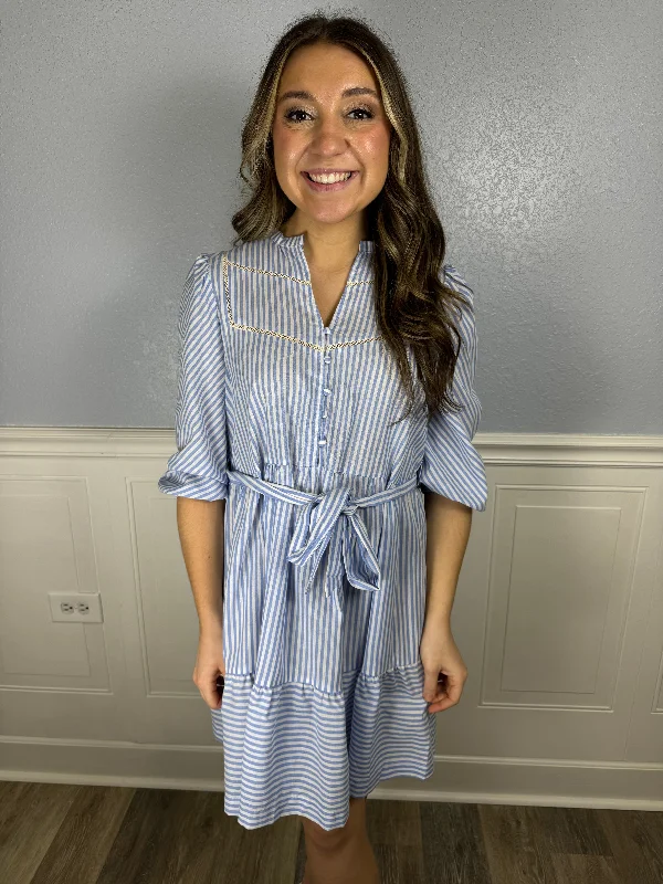 Mini Women Dress with a Short Hem for a Young and Trendy StyleLight blue striped dress Mini Women Dress with a Short Hem for a Young and Trendy StyleLight blue striped dress