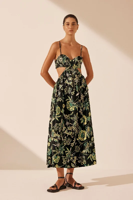 Strapless Women Dress with a Built - in Bra for Comfort and SupportLINA BUSTIER CUT OUT MIDI DRESS Strapless Women Dress with a Built - in Bra for Comfort and SupportLINA BUSTIER CUT OUT MIDI DRESS