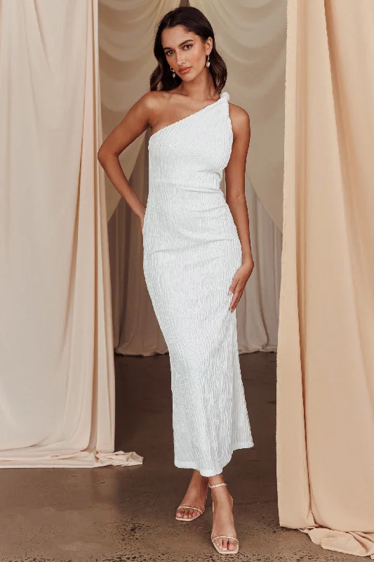 Little Black Women Dress with Sequins for a Glamorous Night OutLingering Love One-Shoulder Twist Midi Dress White Little Black Women Dress with Sequins for a Glamorous Night OutLingering Love One-Shoulder Twist Midi Dress White