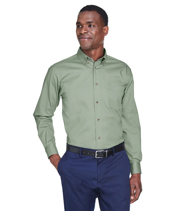 M500 - Harriton Mens Easy Blend™ Long-Sleeve Twill Shirt with Stain-Release | Dill