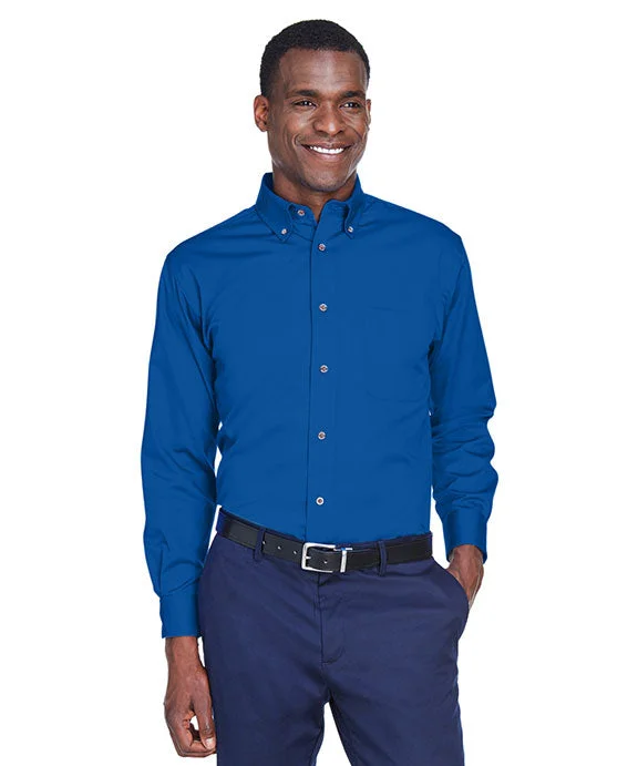 M500 - Harriton Mens Easy Blend™ Long-Sleeve Twill Shirt with Stain-Release | French Blue