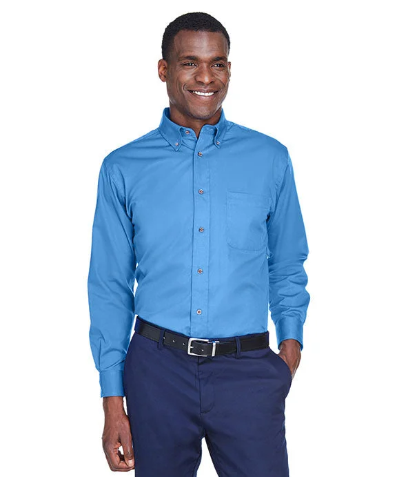 M500 - Harriton Mens Easy Blend™ Long-Sleeve Twill Shirt with Stain-Release | Nautical Blue