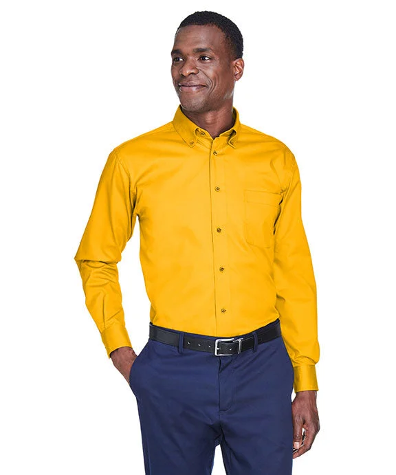 M500 - Harriton Mens Easy Blend™ Long-Sleeve Twill Shirt with Stain-Release | Sunray Yellow