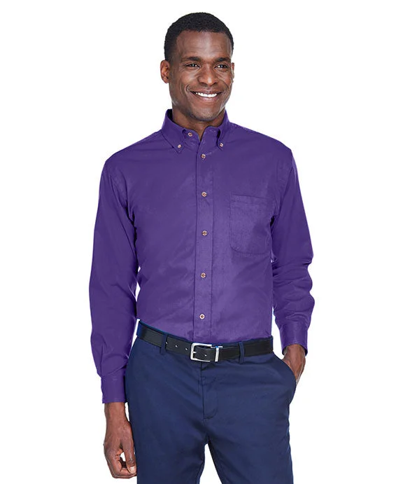 M500 - Harriton Mens Easy Blend™ Long-Sleeve Twill Shirt with Stain-Release | Team Purple