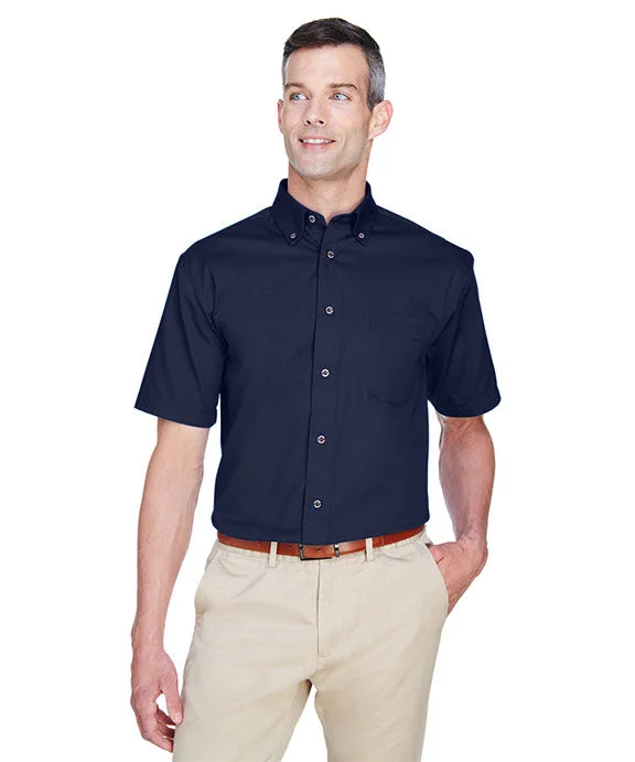 M500S - Harriton Mens Easy Blend™ Short-Sleeve Twill Shirt with Stain-Release | Navy