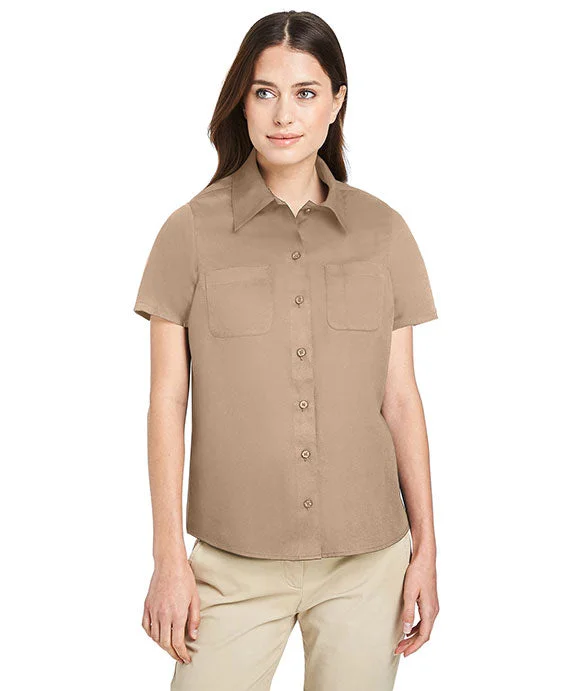 M585W - Harriton Ladies Advantage IL Short-Sleeve Work Shirt | Khaki