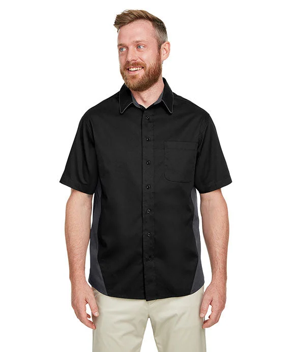 M586 - Harriton Mens Flash IL Colorblock Short Sleeve Shirt | Black/Dark Charcoal