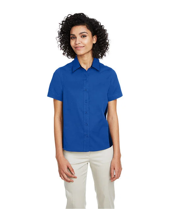 M586W - Harriton Ladies Flash IL Colorblock Short Sleeve Shirt | True Royal/Black