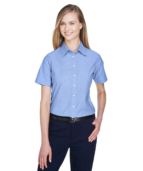 M600SW - Harriton Ladies Short-Sleeve Oxford with Stain-Release | Light Blue