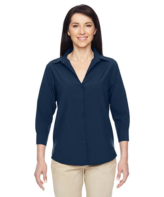 M610W - Harriton Ladies Paradise 3/4-Sleeve Performance Shirt | Navy