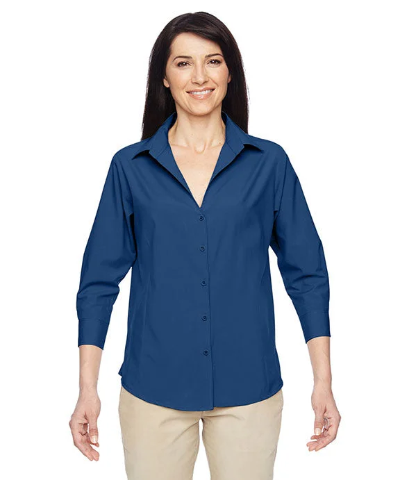 M610W - Harriton Ladies Paradise 3/4-Sleeve Performance Shirt | Pool Blue