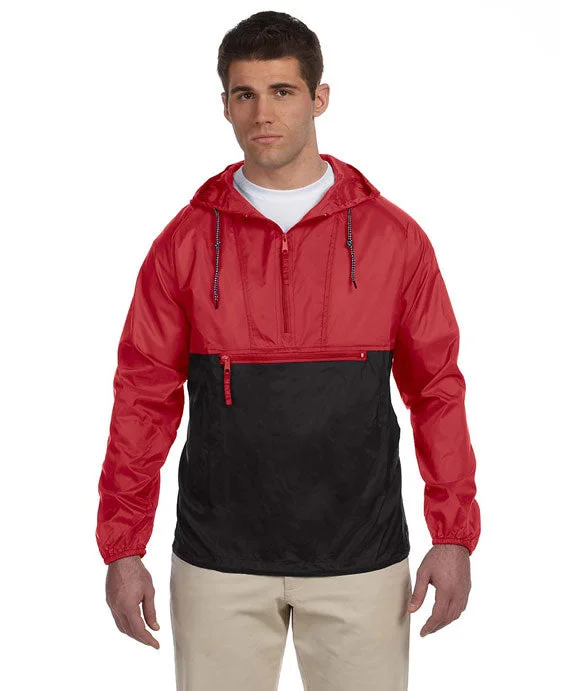 M750 - Harriton Adult Packable Nylon Jacket | Red/Black