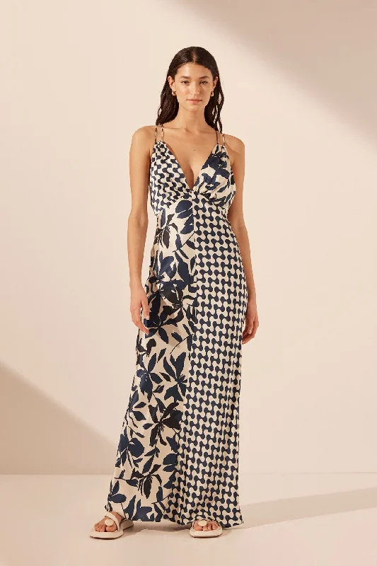 Long - Sleeve Women Dress in Velvet for a Luxurious Winter LookMAGNOLIA SILK CONTRAST PLUNGED DOUBLE STRAP MAXI DRESS Long - Sleeve Women Dress in Velvet for a Luxurious Winter LookMAGNOLIA SILK CONTRAST PLUNGED DOUBLE STRAP MAXI DRESS