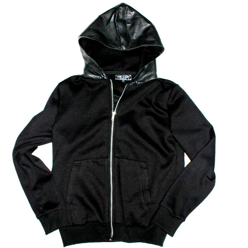 Unisex Zip-Up Leather Hoodie