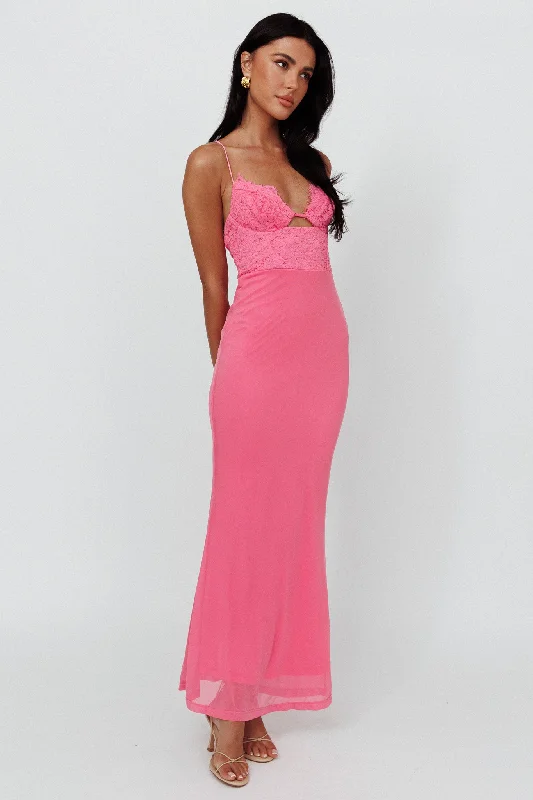 Modern Love Lace Bodice Maxi Dress Pink