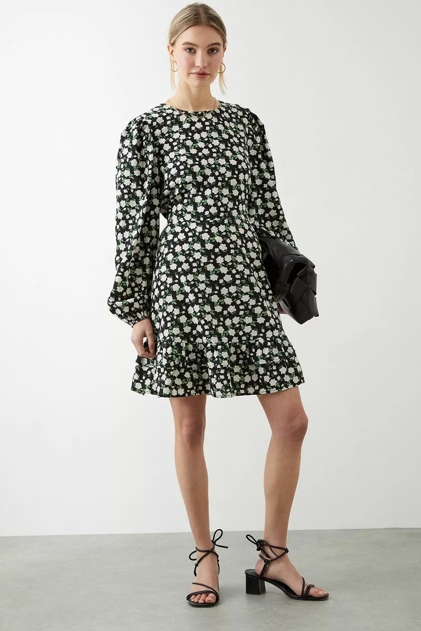 Off - the - Shoulder Women Dress for a Romantic and Feminine LookMono Ditsy Ruffle Hem Dress Off - the - Shoulder Women Dress for a Romantic and Feminine LookMono Ditsy Ruffle Hem Dress