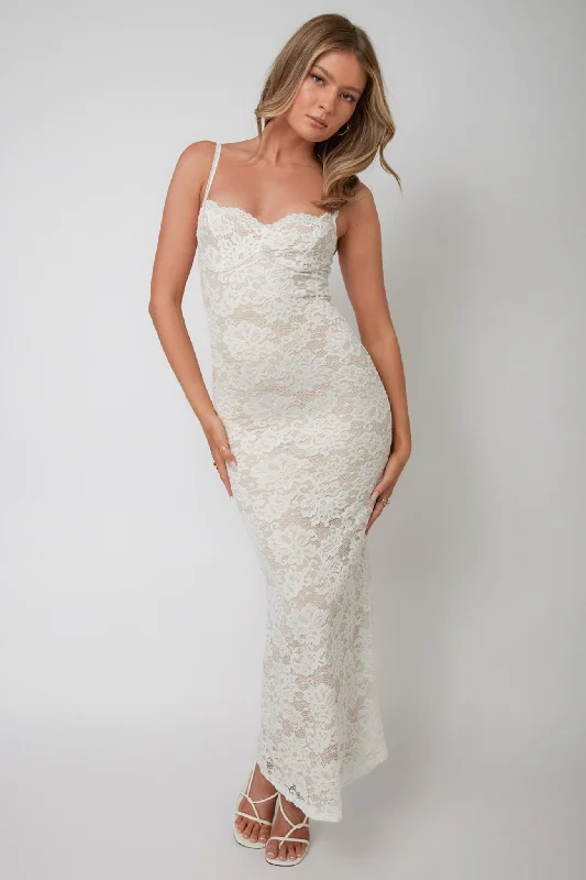Ball Gown Women Dress with a Full Skirt for a Princess - like LookMust Be Love Lace Maxi Dress White Ball Gown Women Dress with a Full Skirt for a Princess - like LookMust Be Love Lace Maxi Dress White