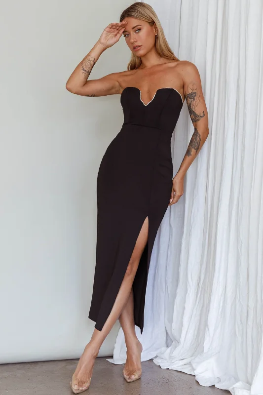 Lace - Embellished Women Dress for an Elegant and Sophisticated AppearanceMystic Diamante Neckline Midi Dress Black Lace - Embellished Women Dress for an Elegant and Sophisticated AppearanceMystic Diamante Neckline Midi Dress Black