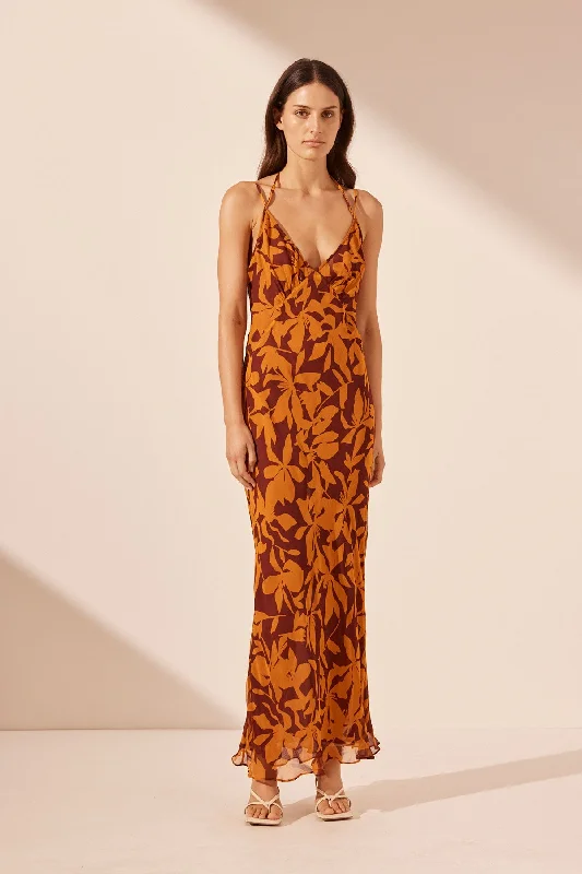 Ball Gown Women Dress with a Full Skirt for a Princess - like LookNATALINA DOUBLE STRAP PLUNGED SLIP MAXI DRESS Ball Gown Women Dress with a Full Skirt for a Princess - like LookNATALINA DOUBLE STRAP PLUNGED SLIP MAXI DRESS