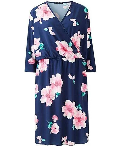 Navy Floral Wrap Dress