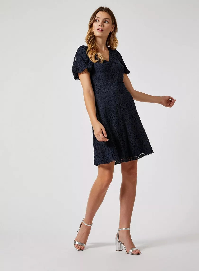 Navy Guipure Lace Dress