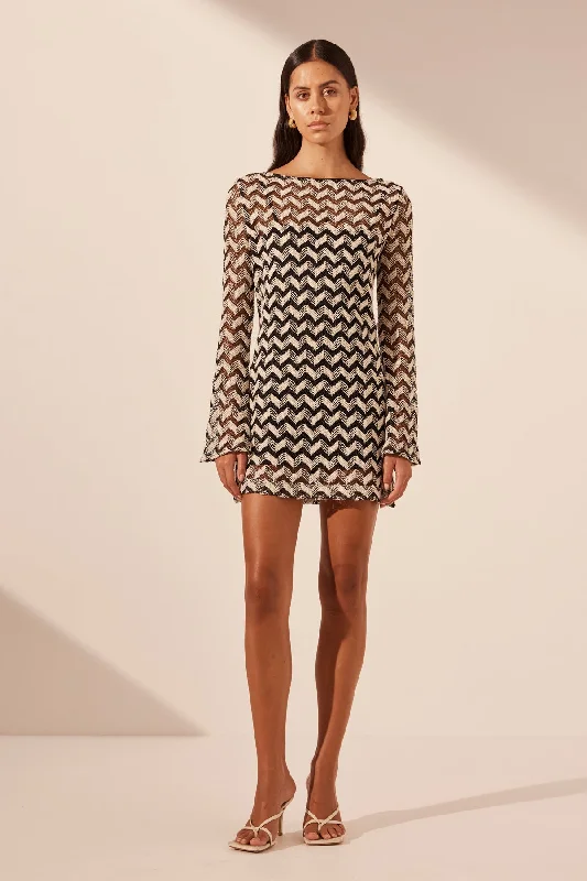 Lace - Embellished Women Dress for an Elegant and Sophisticated AppearanceNOOR LONG SLEEVE MINI DRESS Lace - Embellished Women Dress for an Elegant and Sophisticated AppearanceNOOR LONG SLEEVE MINI DRESS