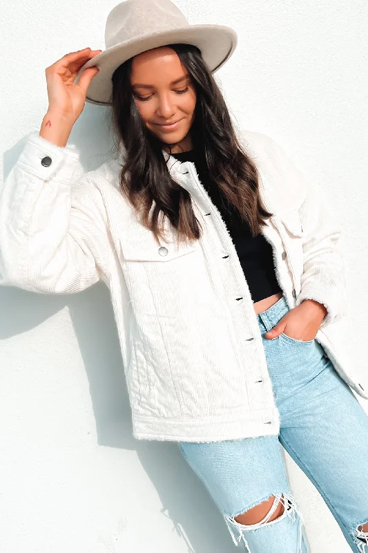 Women's double - breasted tweed jackets in classic colors for a sophisticated office lookParis Cord Sherpa Shacket Vintage White Women's double - breasted tweed jackets in classic colors for a sophisticated office lookParis Cord Sherpa Shacket Vintage White