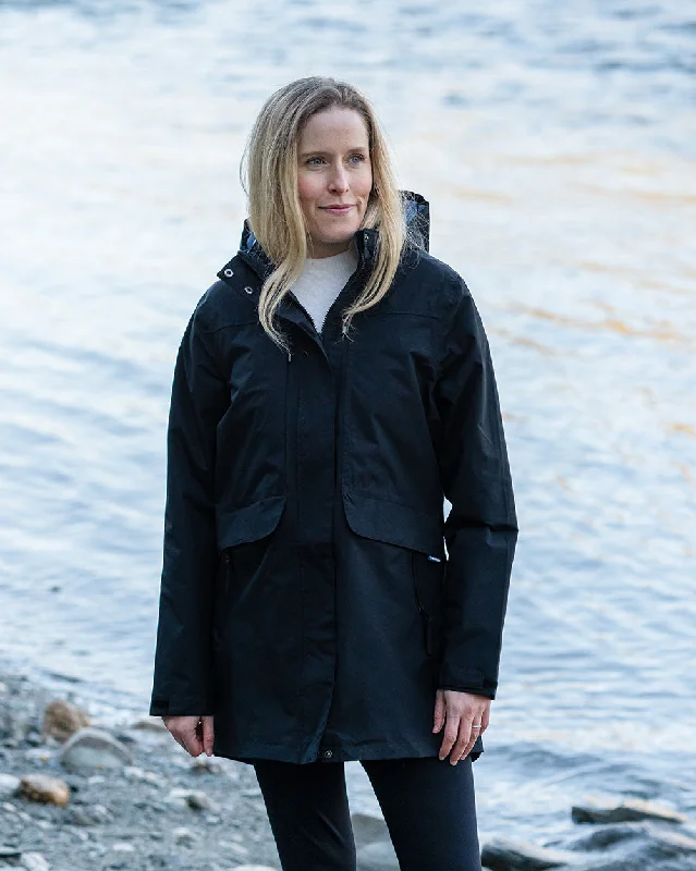 Women's trench coats with a removable belt for customizable stylingPolaris Jacket in Black Women's trench coats with a removable belt for customizable stylingPolaris Jacket in Black