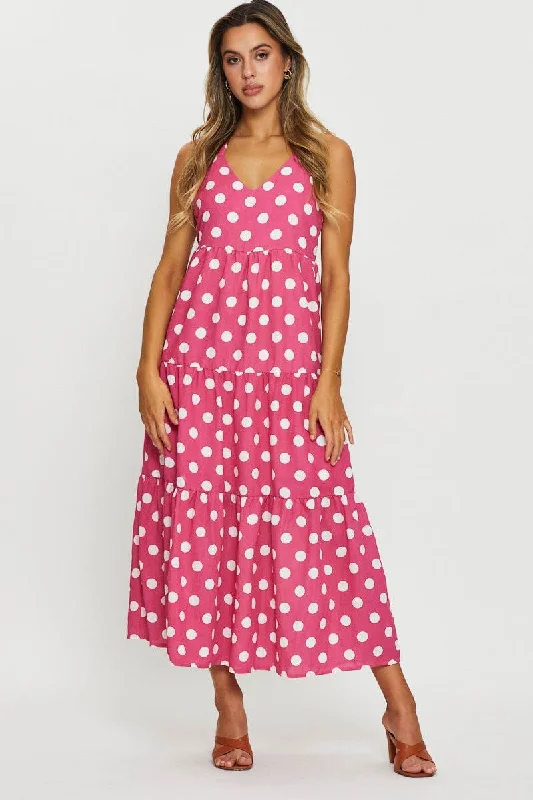 Shift Women Dress with a Simple and Classic Design for Everyday WearPolka Dot Maxi Dress Sleeveless Shift Women Dress with a Simple and Classic Design for Everyday WearPolka Dot Maxi Dress Sleeveless