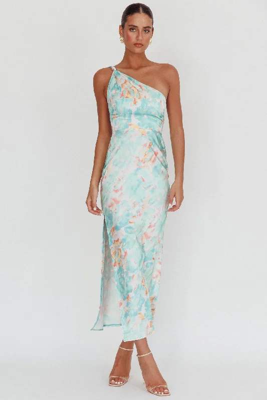 Off - the - Shoulder Women Dress for a Romantic and Feminine LookPortland One-Shoulder Maxi Dress Floral Mint Off - the - Shoulder Women Dress for a Romantic and Feminine LookPortland One-Shoulder Maxi Dress Floral Mint