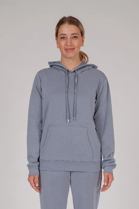 Premium luxe sueded scuba hoodie in dusty blue